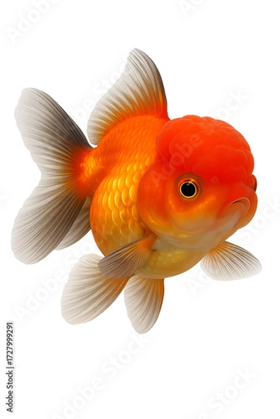 Fototapeta Oranda Goldfish Isolated on White Background for Creative Design