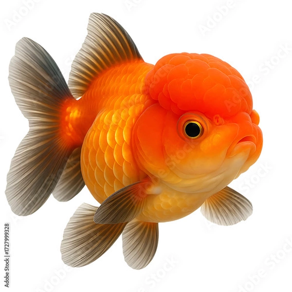Fototapeta Oranda Goldfish Isolated on White Background for Creative Design