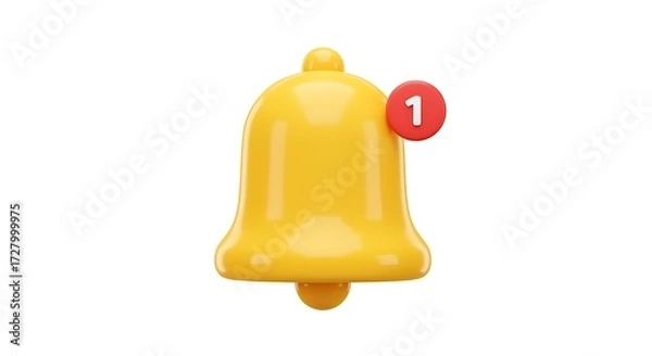 Fototapeta Yellow notification bell with red alert image