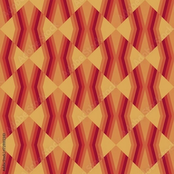 Fototapeta Abstract seamless red geometric pattern features a vintage triangle mosaic design texture, perfect for wallpaper or backdrop tile decoration