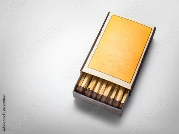 Fototapeta Blank matchbox on white background