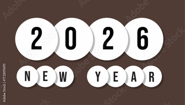 Obraz Celebrate the Anticipation of 2026 New Year's Greetings with a Modern Circular Design and Elegant Typography, Symbolizing Hope and New Beginnings on Brown Backdrop