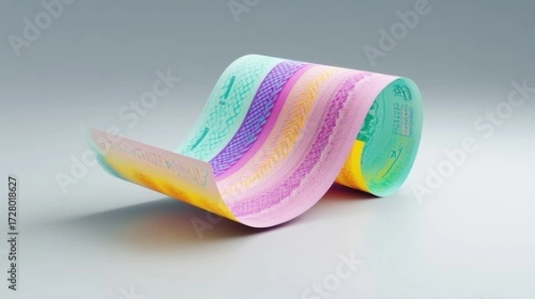 Fototapeta Colorful Banknote Flowing in the Air Against a Soft Background