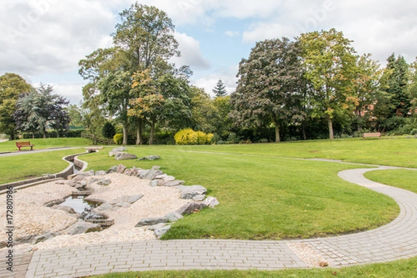 Obraz Swadlincote Park Derbyshire  water and stone feature.