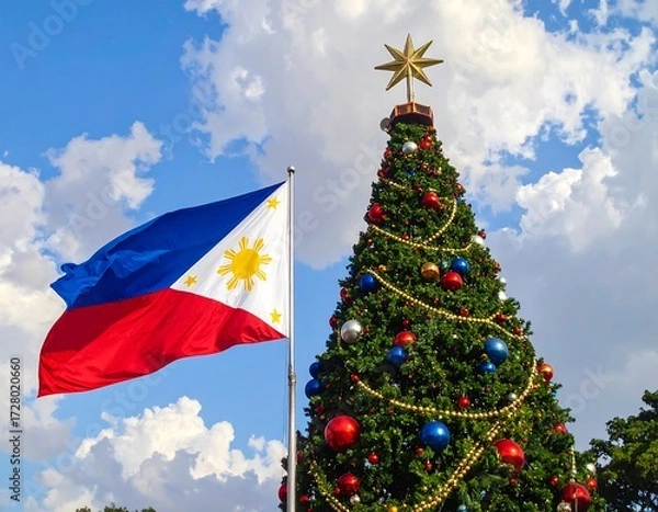 Fototapeta Philippine Christmas Festivities Under a Sky of Clouds