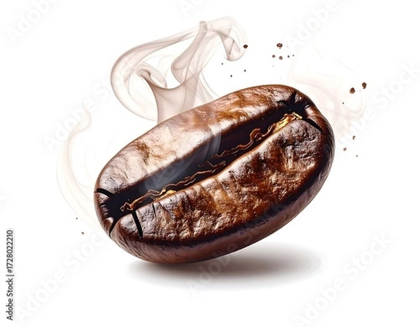Obraz Roasted coffee bean in motion with steamy effect