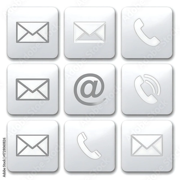 Fototapeta Contact information icons.  Grid of nine buttons