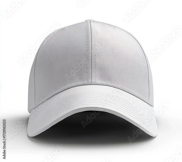 Fototapeta front view of a plain white baseball cap isolated on white background