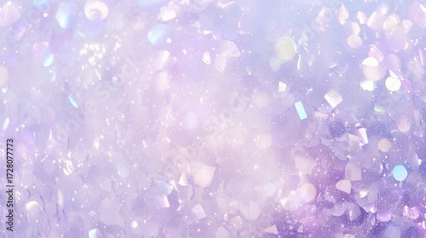 Fototapeta On a light purple background with iridescent glitter, it creates a captivating and dreamy atmosphere, while the delicate fabric texture adds layers to the overall aesthetic.