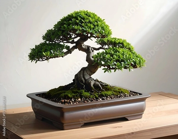 Obraz Serene Bonsai in Elegant Pot A Stunning Miniature Tree