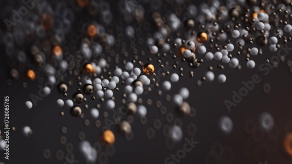 Fototapeta Generative 3D Abstract Background with Golden and White Spheres in Soft Focus.