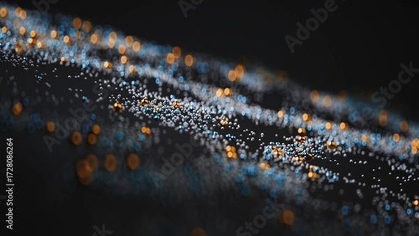 Fototapeta Generative Abstract Background with Metallic Particles in Motion.