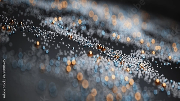 Fototapeta Minimalist Abstract 3D Background with Floating Particles and Metallic Gloss.