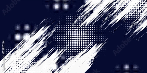 Fototapeta Dots halftone white and blue color pattern gradient grunge texture background. Dots pop art comics sport style vector illustration