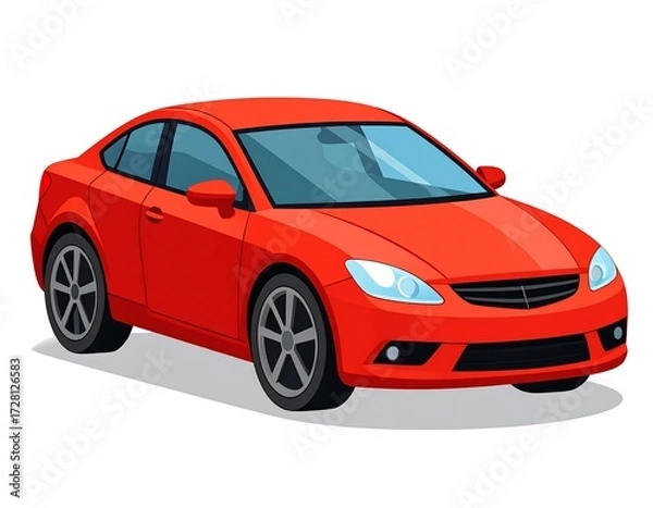 Obraz Red car illustration.  Front view