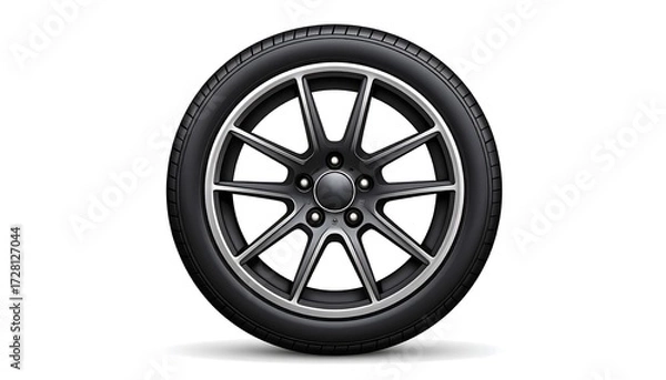 Fototapeta Close-up of a black car wheel