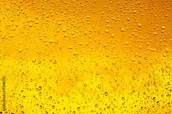 Obraz Drops of water on a glass of beer. Background, Texture