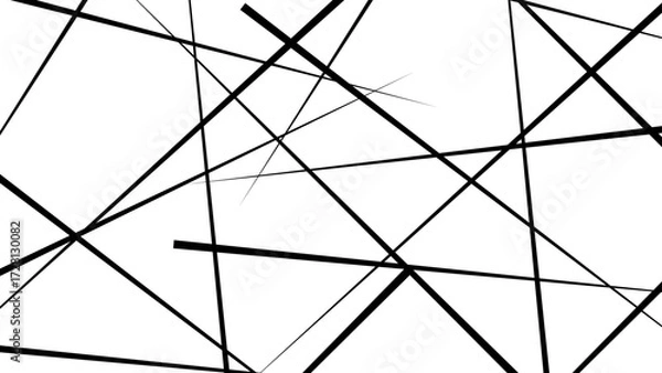 Fototapeta Trendy random diagonal lines image. Random chaotic lines. Abstract geometric pattern. Outline monochrome texture. 