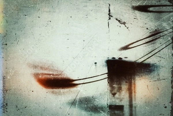 Fototapeta Retro dirty noisy photo film grainy texture background dust scratches damaged effect, abstract grainy light leaks with dirty and dust, grunge and rough texture noisy gradient shape backdrop 