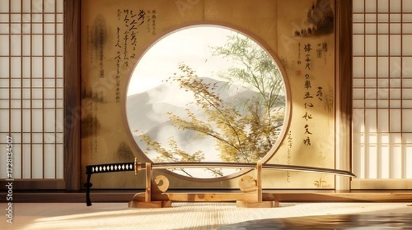 Obraz Katana Sword Poster Background, Minimal Design