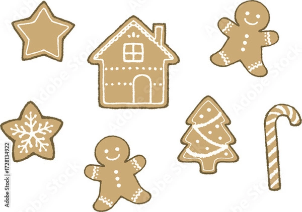 Fototapeta Cute Christmas Cookies with Gingerbread Man and Holiday Shapes