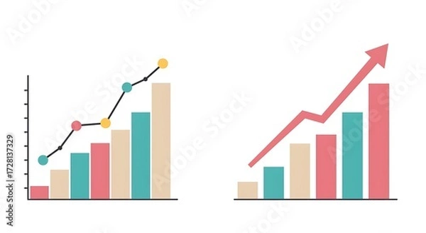 Obraz Colorful Business Charts Representing Growth and Positive Trends in Financial Markets and Stock Performance for Investors and Business Professionals