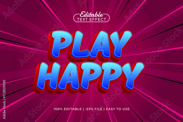 Fototapeta play happy editable text effect