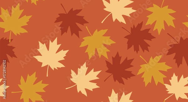 Fototapeta Autumnal Maple Leaf Pattern with Warm Earth Tones, Perfect for Seasonal Backgrounds, Textile Designs, and Fall-Themed Creative Projects and Digital Marketing