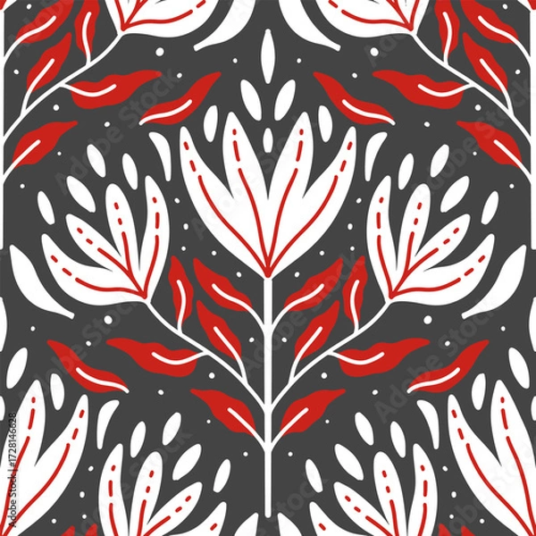 Obraz floral seamless pattern tile folk art artwork illustration for fabric batik swirl