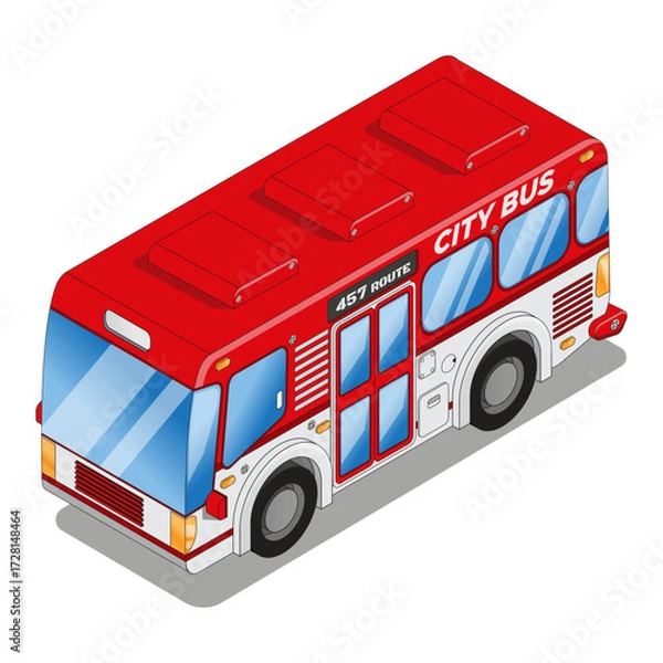 Obraz City bus. Isometric. Isolated on white background. Vector illustration.