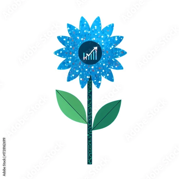 Fototapeta Vector Icon of Growth Flower with Business Chart and Upward Arrow

