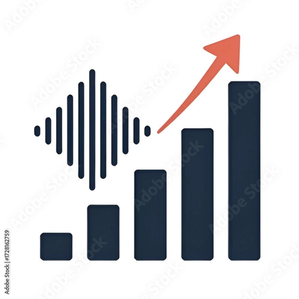 Fototapeta Vector Icon of Growth Bar Chart with Upward Arrow
