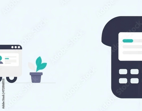 Fototapeta Call center support holding phone with  icon for worldwide nonstop and fulltime available contact of service concept Assistance customer services delivery Technician ready for service  hours ui interf