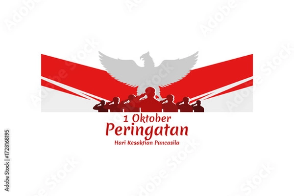 Fototapeta Translation: October 1, Commemoration of the Pancasila Sanctity Day (Hari Kesaktian Pancasila) vector illustration. Suitable for greeting card, poster and banner. 
