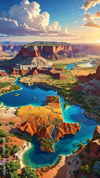 Obraz Panoramic view of a colorful canyon landscape