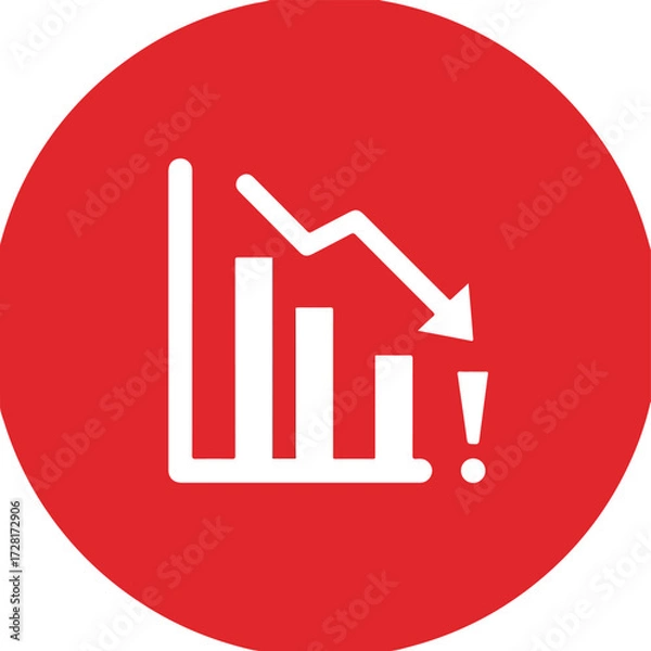 Obraz Economic Decline Visualized with Bar Chart and Downward Arrow.