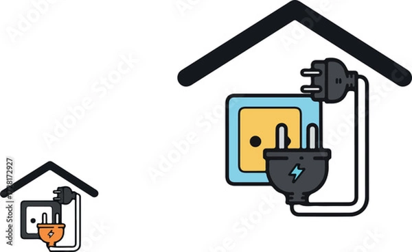 Obraz Electrical outlet and plug connected inside a house power concept.