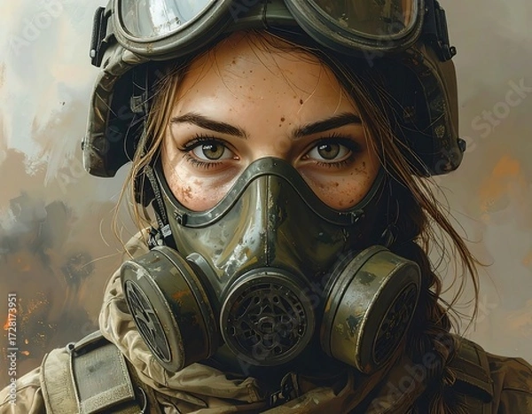 Fototapeta Resilient Figure in a Post-Apocalyptic Setting