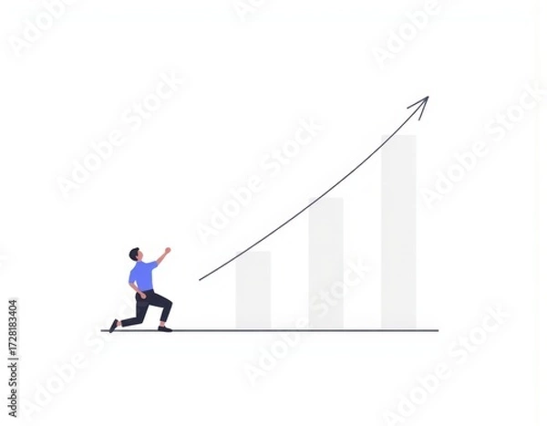 Fototapeta Goal and target business  concept Business people show arrow growth up Investing in stock markets funds and digital assets Business finance technology and investment ui interface user