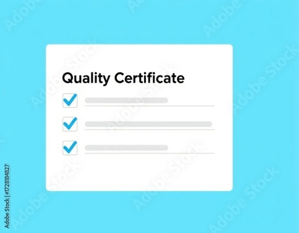 Fototapeta Quality Certificate and Checklist document analyst target marketing planning assignment with quality management Standardization certification Compliance to regulations service and standards ui interfa
