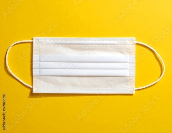 Fototapeta Single Protective Face Mask on Vivid Yellow Background