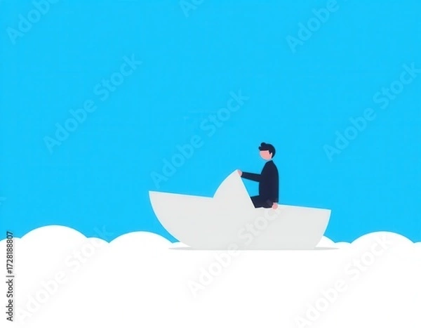 Fototapeta success leadership concept blue leader boat leading white strategy planning development ui interface user