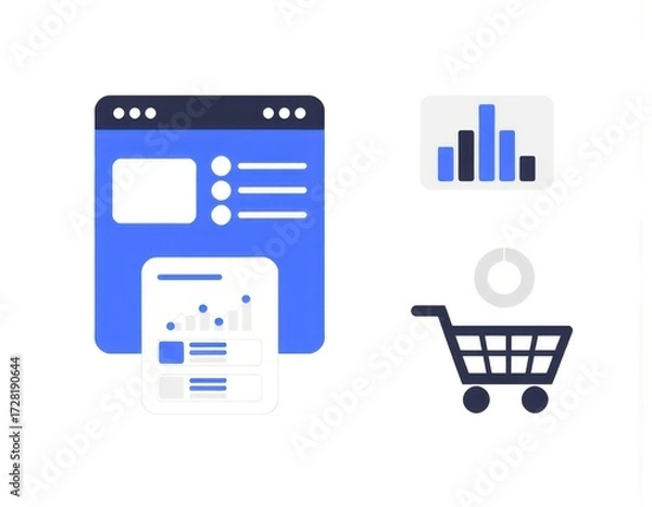 Fototapeta AI digital marketing concept showing artificial intelligence assistant managing advertising SEO analysis and ecommerce goals for modern online marketing and business strategy content ui interface user