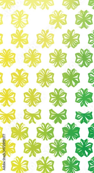 Obraz Green floral pattern with gradient effect on white background.