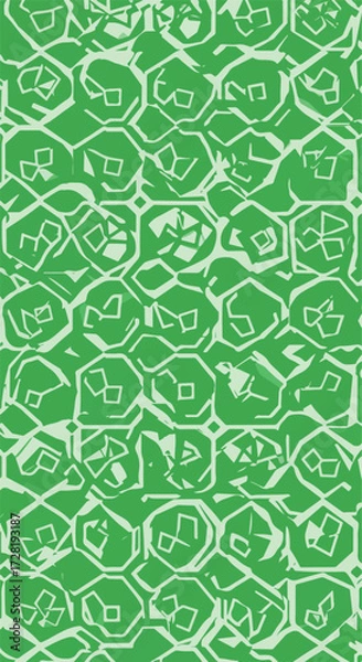 Fototapeta Green geometric pattern with repeating shapes and intricate details.
