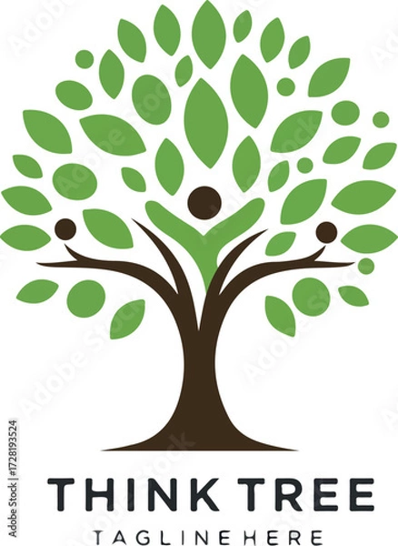 Obraz Human Tree Logo Represents Growth and Development in Nature.