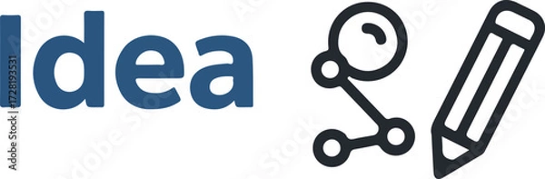 Fototapeta Idea generation and creative process with pencil and magnifying glass.