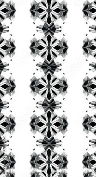 Fototapeta Intricate black and white floral pattern design with symmetrical arrangement.