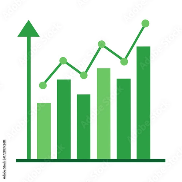 Obraz business graph with arrow and dot