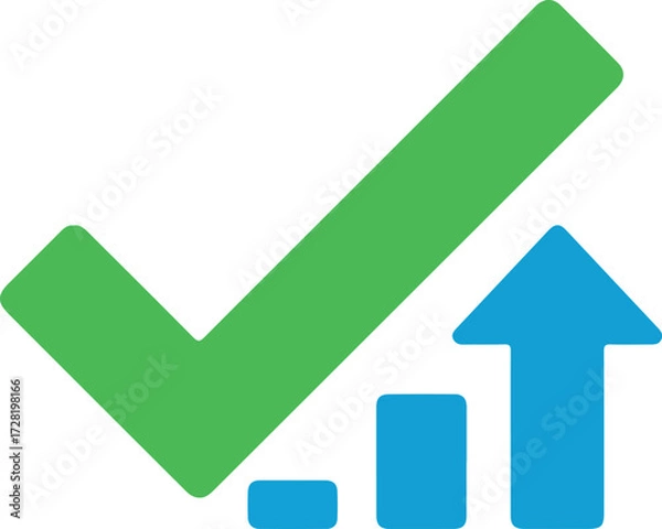 Fototapeta Successful business growth and achievement with checkmark and arrow.